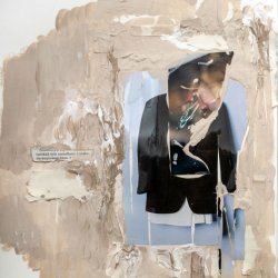 Kolaż z marynarką, 2022, akryl, papier, kolaż, 37 x 28,5 cm