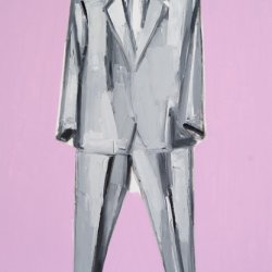 Szary garnitur, 2006, olej, akryl, płótno, 100 x 70 cm