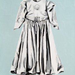 Sukienka komunijna, 2003, olej, akryl, płótno, 60 x 50 cm