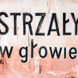 Strzały w głowie, 2023, olej, akryl, płótno, 80 x 100 cm