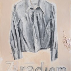 Z mlekiem/z radiem, 2022, olej, akryl, płótno, 2 x 100 x 80 cm
