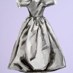 Sukienka lalki B, 2005, olej, akryl, płótno, 140x100 cm