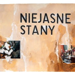 Niejasne stany, 2023, akryl, papier, kolaż, 38 x ok. 50 cm