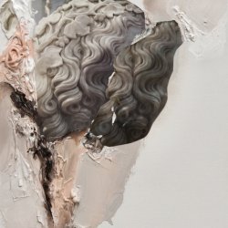 Abstrakcja, 2012, kolaż, olej, akryl, płótno, 40x30 cm