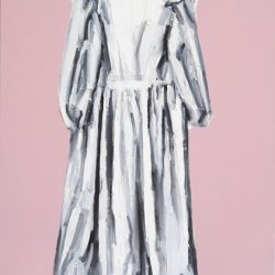 Sukienka komunijna, 2005, olej, akryl, płótno, 70x50 cm