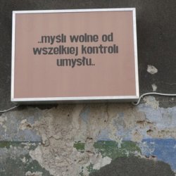 moje wnętrze rozluźnia się i jest gotowe ujawnić jeszcze większą głębię, (Kafka), 2009, 60x80cm, 1 z 4 lightboksów umieszczony na ulicy Krakowa w czasie  Festiwalu Sztuk Wizualnych ArtBoom.