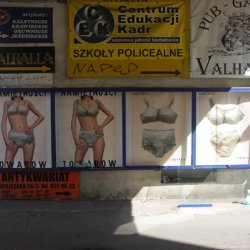Namiętności towarów, 2009, fotomontaż, 4 plakaty w przestrzeni miejskiej w czasie projektu Kłopotliwe obrazy, w ramach 6. Biennale Fotografii, Poznań.