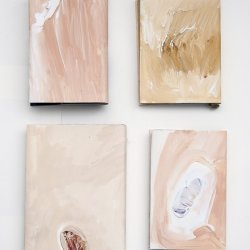 Obwoluty na książki różne, 2017, akryl, kolaż, wymiary różne, tył