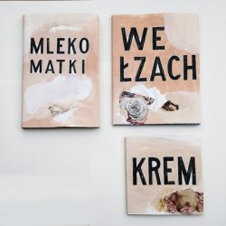 Obwoluty na książki różne, 2017, akryl, kolaż, wymiary różne, przód