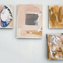 Obwoluty na książki różne, 2017, akryl, kolaż, wymiary różne, tył