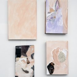 Obwoluty na książki różne, 2017, akryl, kolaż, wymiary różne, tył