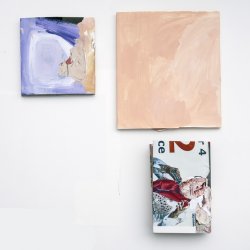 Obwoluty na książki różne, 2017, akryl, kolaż, wymiary różne, tył